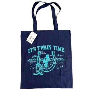 It's Twain Time mark Tote Bag Blue Horseshoe Cowboy Boots Horse Novelty Gift